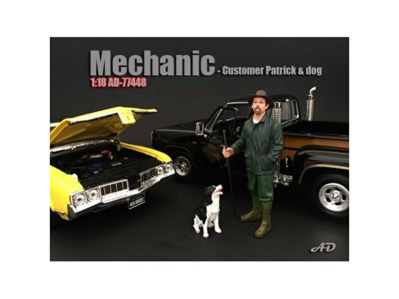 Customer Patrick and a Dog Figurine / Figure For 1:18 Models - American Diorama
