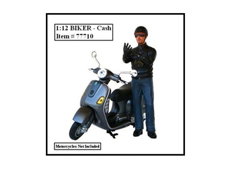 Biker Cash Figure For 1:12 Models by American Diorama <h2>Biker Diorama</h2> <p>High-quality diecast model car perfect collectors and enthusiasts. Features detailed interior exterior craftsmanship, re