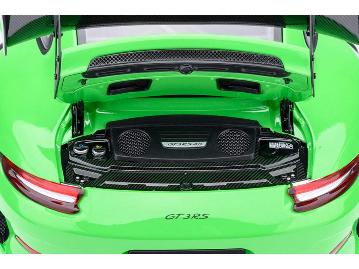 Porsche 911 (991.2) GT3 RS Weissach Lizard Green with Carbon Hood and Top 1/18 Model Car by Autoart