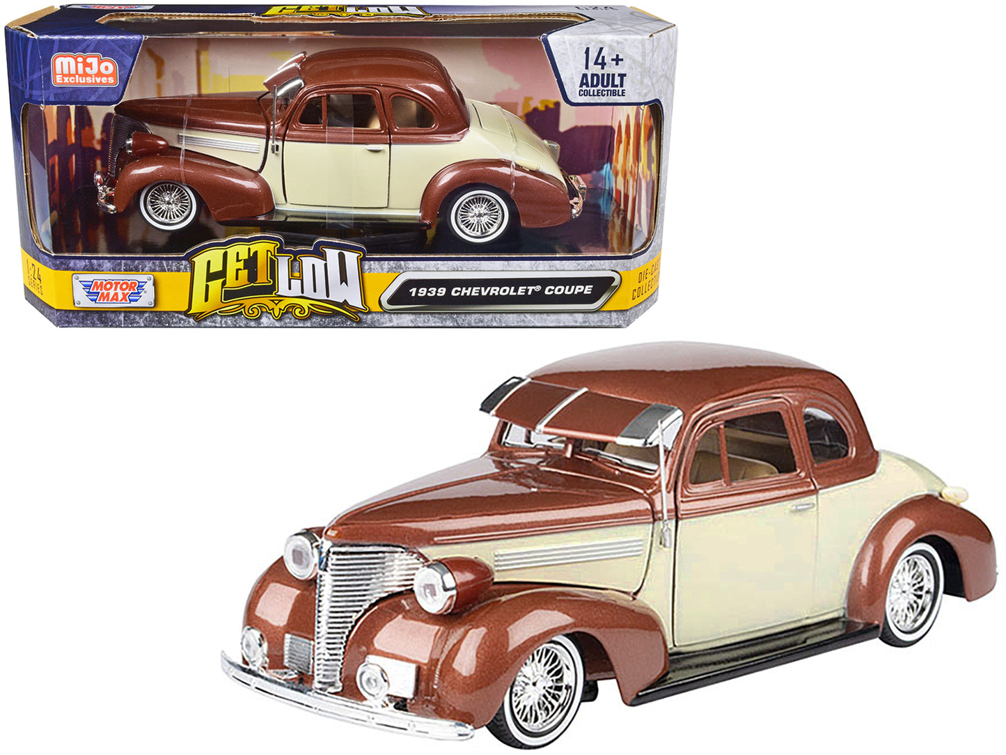 1939 Chevrolet Coupe Lowrider Beige and Brown Metallic "Get Low" Series 1/24 Diecast Model Car by Motormax <h2>1939 Motormax</h2> <p>High-quality perfect for collectors enthusiasts. Features detailed