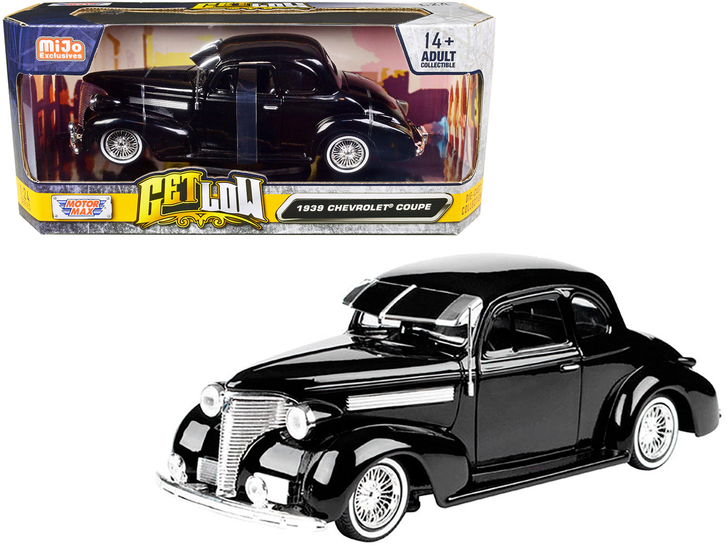 1939 Chevrolet Coupe Lowrider Black "Get Low" Series 1/24 Diecast Model Car by Motormax <h2>1939 Motormax</h2> <p>High-quality perfect for collectors and enthusiasts. Features detailed interior exteri