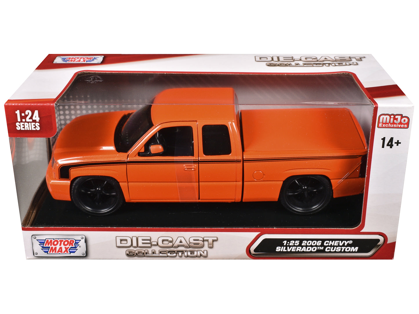 2006 Chevrolet Silverado Custom Pickup Truck Orange Metallic with Black Stripes "Die-Cast Collection" Series 1/25 Diecast Model Car by Motormax <h2>2006 Motormax</h2> <p>High-quality perfect for colle
