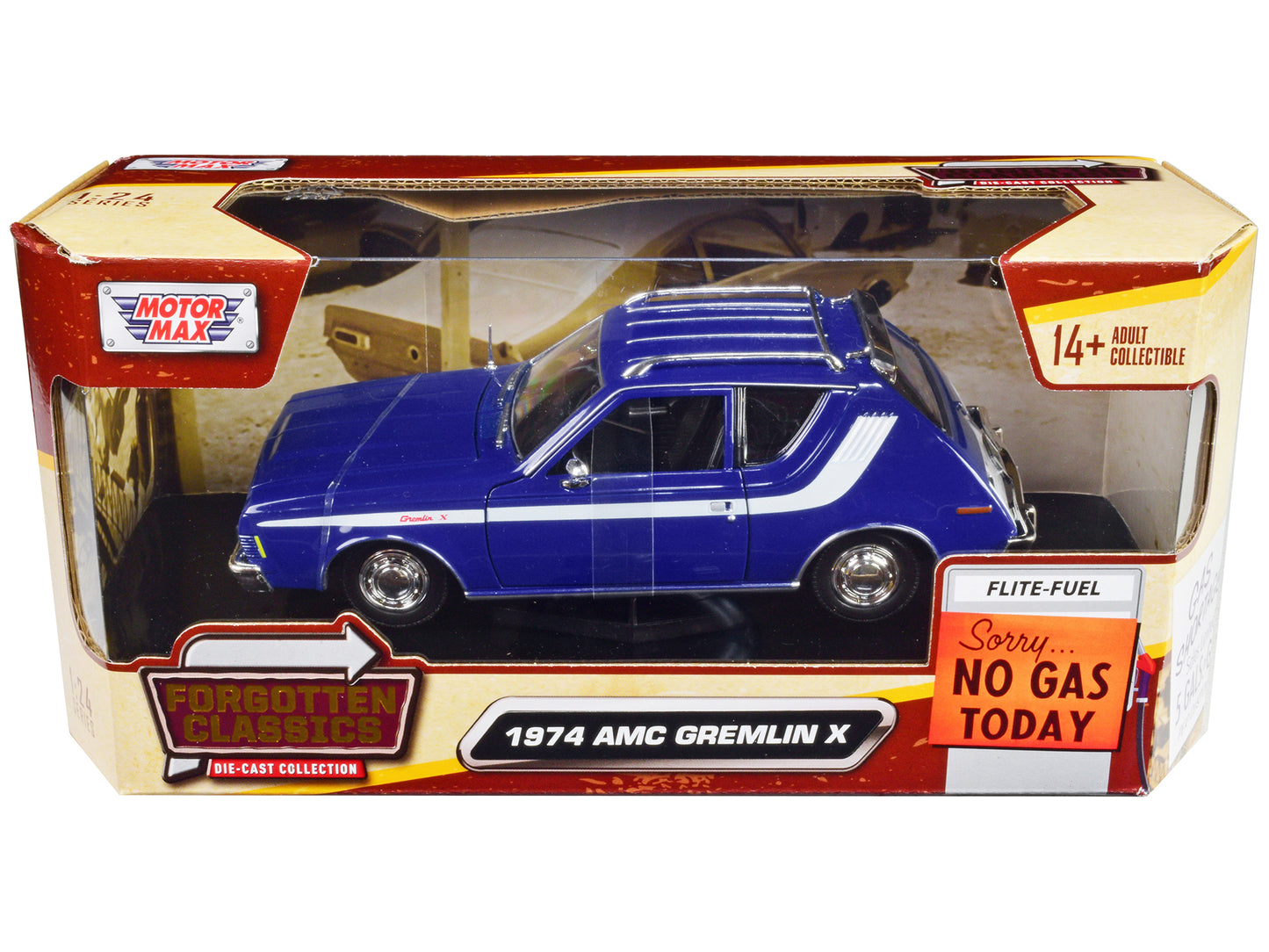 1974 AMC Gremlin X Blue with White Stripes and Roof Rack "Forgotten Classics" Series 1/24 Diecast Model Car by Motormax <h2>1974 Motormax</h2> <p>High-quality perfect for collectors enthusiasts. Featu