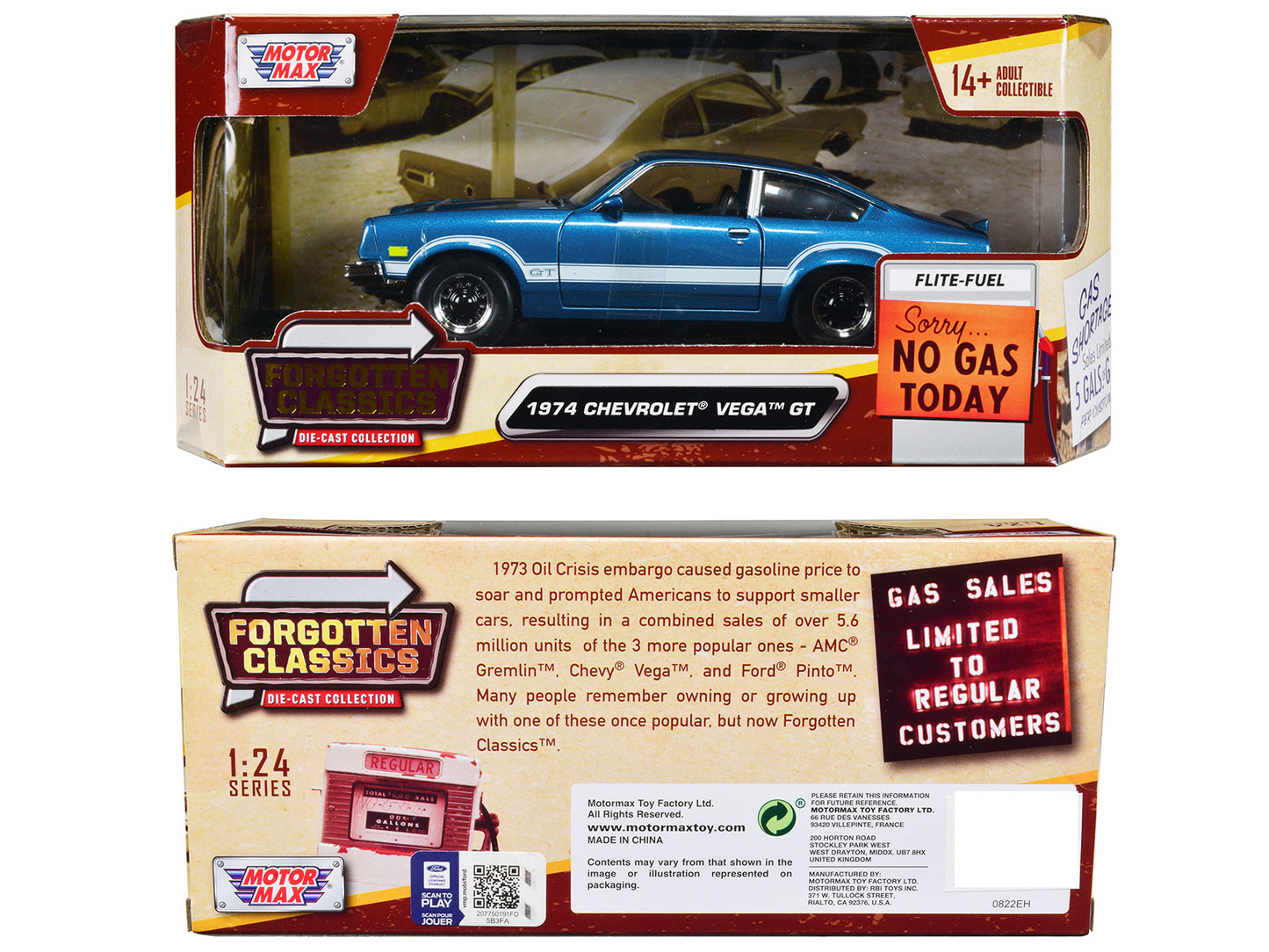1974 Chevrolet Vega GT Blue Metallic with White Stripes "Forgotten Classics" Series 1/24 Diecast Model Car by Motormax <h2>1974 Motormax</h2> <p>High-quality perfect for collectors and enthusiasts. Fe