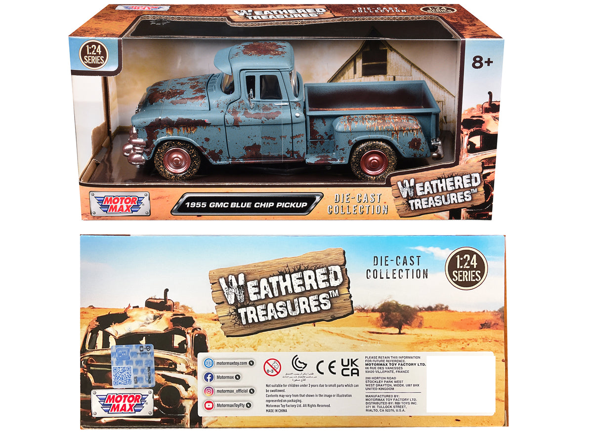 1955 GMC Blue Chip Pickup Truck Matt Blue 1/24 Diecast Model - Motormax