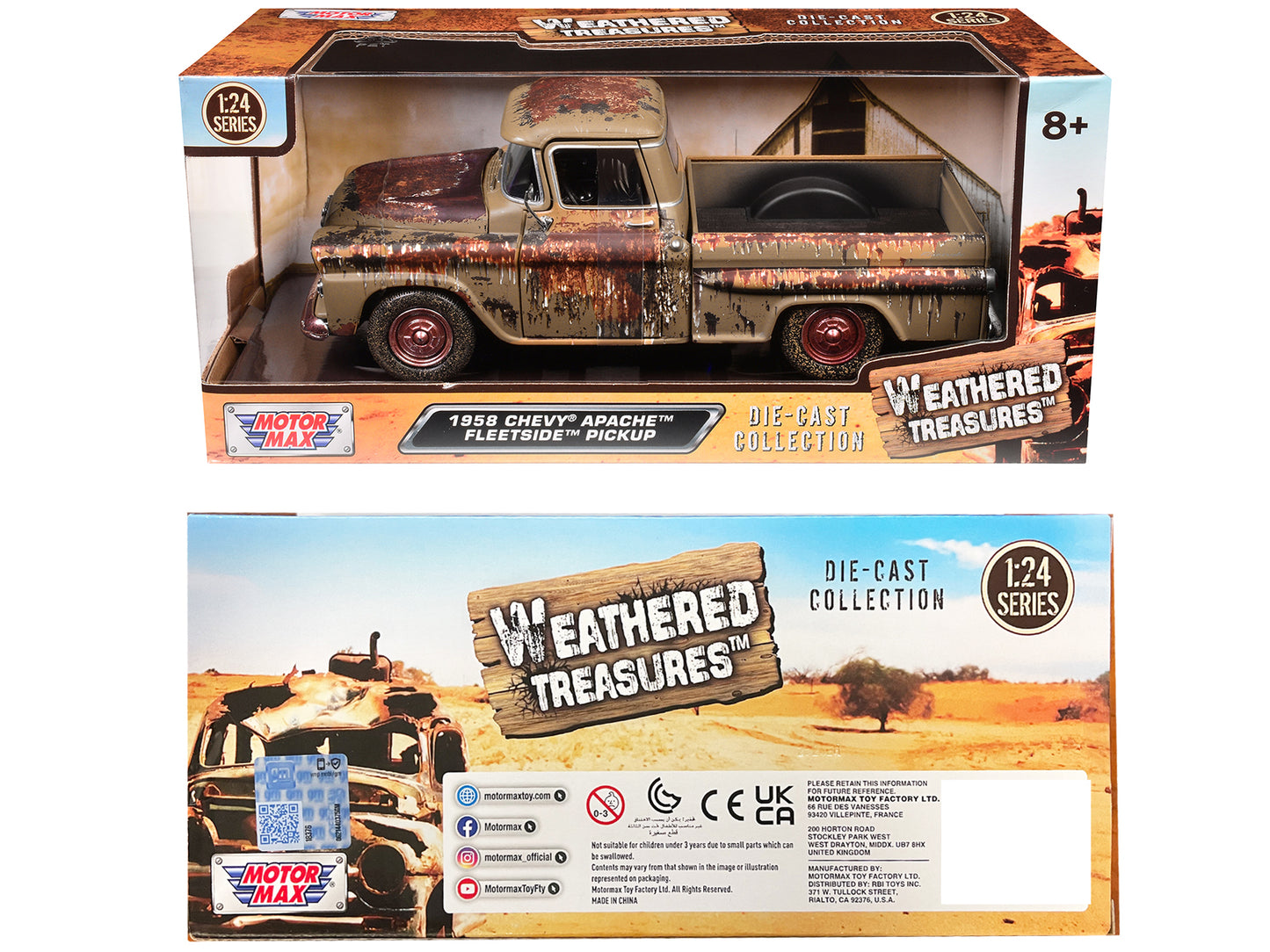 1958 Chevrolet Apache Fleetside Pickup Brown (Rusted) "Weathered Treasures" Series 1/24 Diecast Model Car by Motormax <h2>1958 Motormax</h2> <p>High-quality perfect for collectors and enthusiasts. Fea