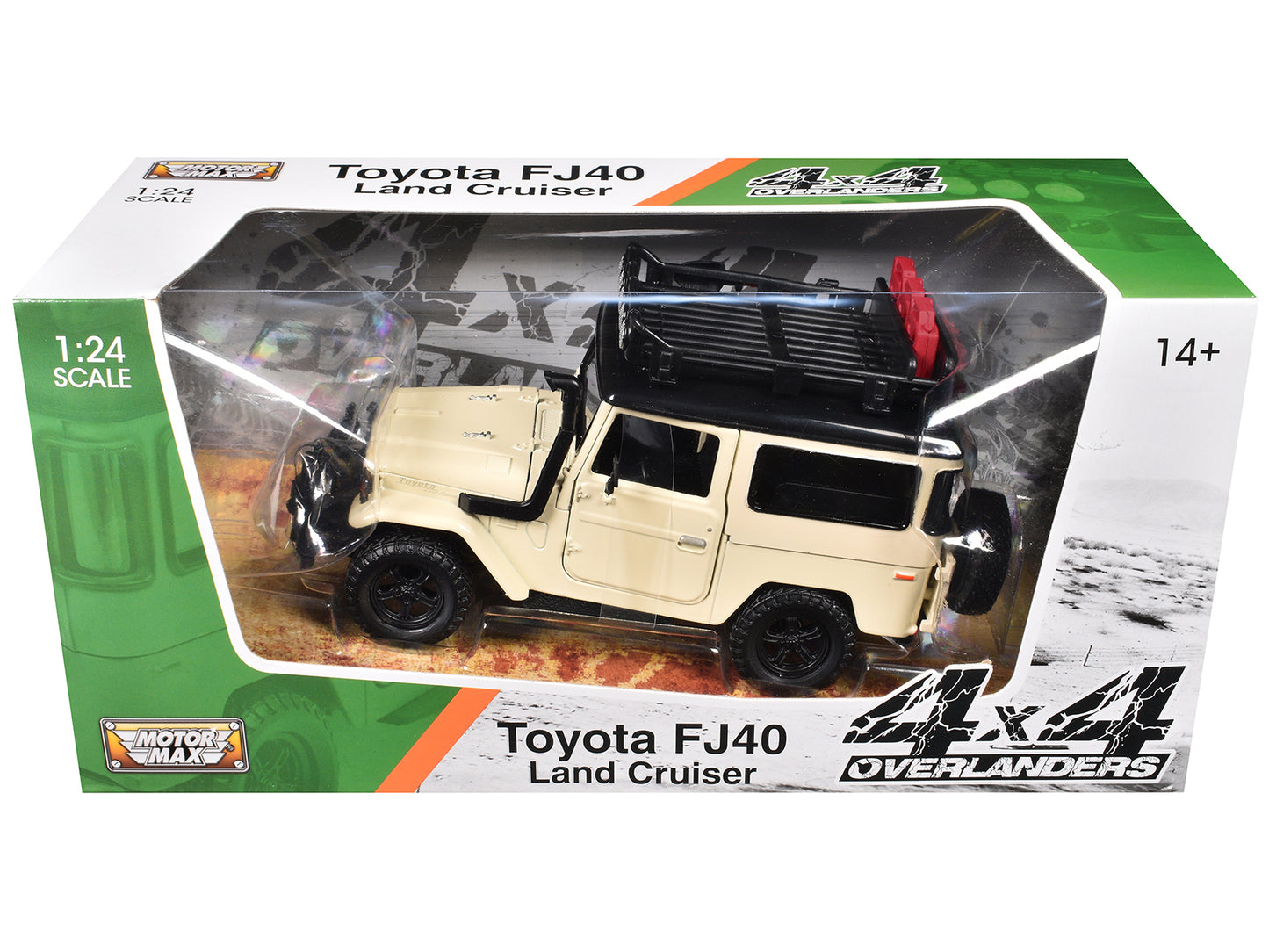 Toyota FJ40 Land Cruiser Beige "4x4 Overlanders" Series 1/24 Diecast Model Car by Motormax <h2>Toyota Motormax</h2> <p>High-quality perfect for collectors and enthusiasts. Features detailed interior e