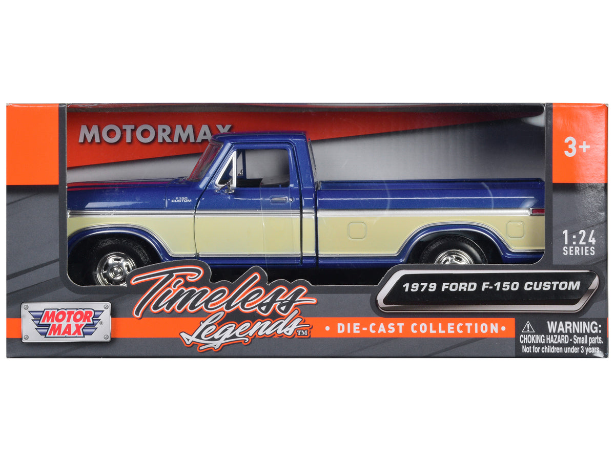 1979 Ford F-150 Pickup Truck 2 Tone Blue/Cream 1/24 Diecast Model Car - Motormax