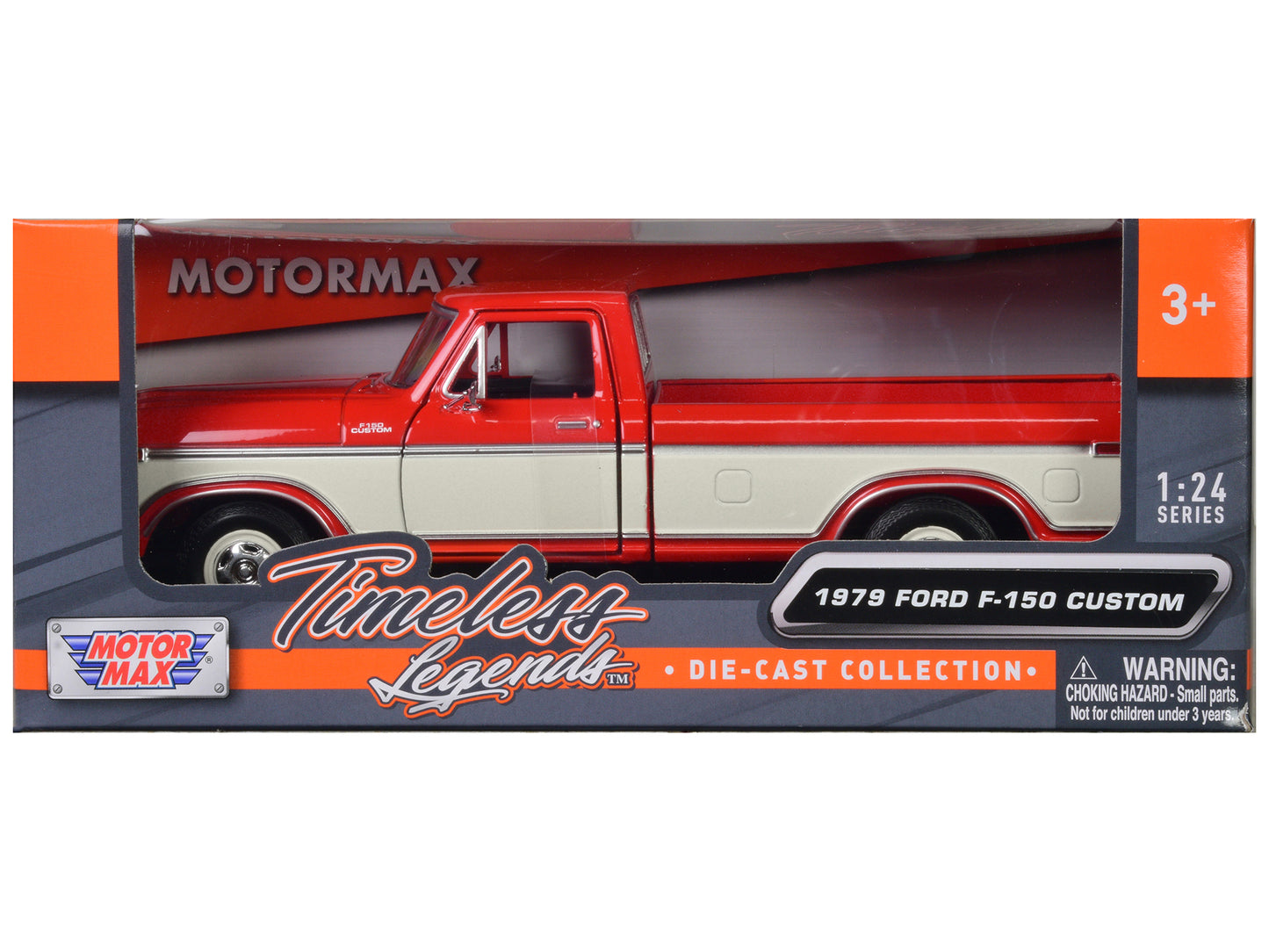 1979 Ford F-150 Custom Pickup Truck Orange and Cream 1/24 Diecast Model Car by Motormax <h2>1979 Motormax</h2> <p>High-quality perfect for collectors enthusiasts. Features detailed interior exterior c