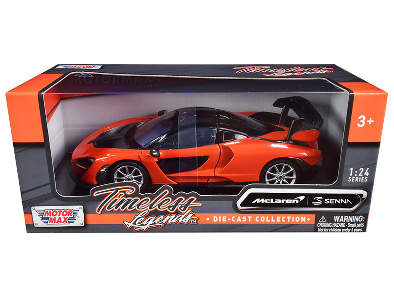 McLaren Senna Orange Metallic Black 1/24 Diecast Model Car - Motormax