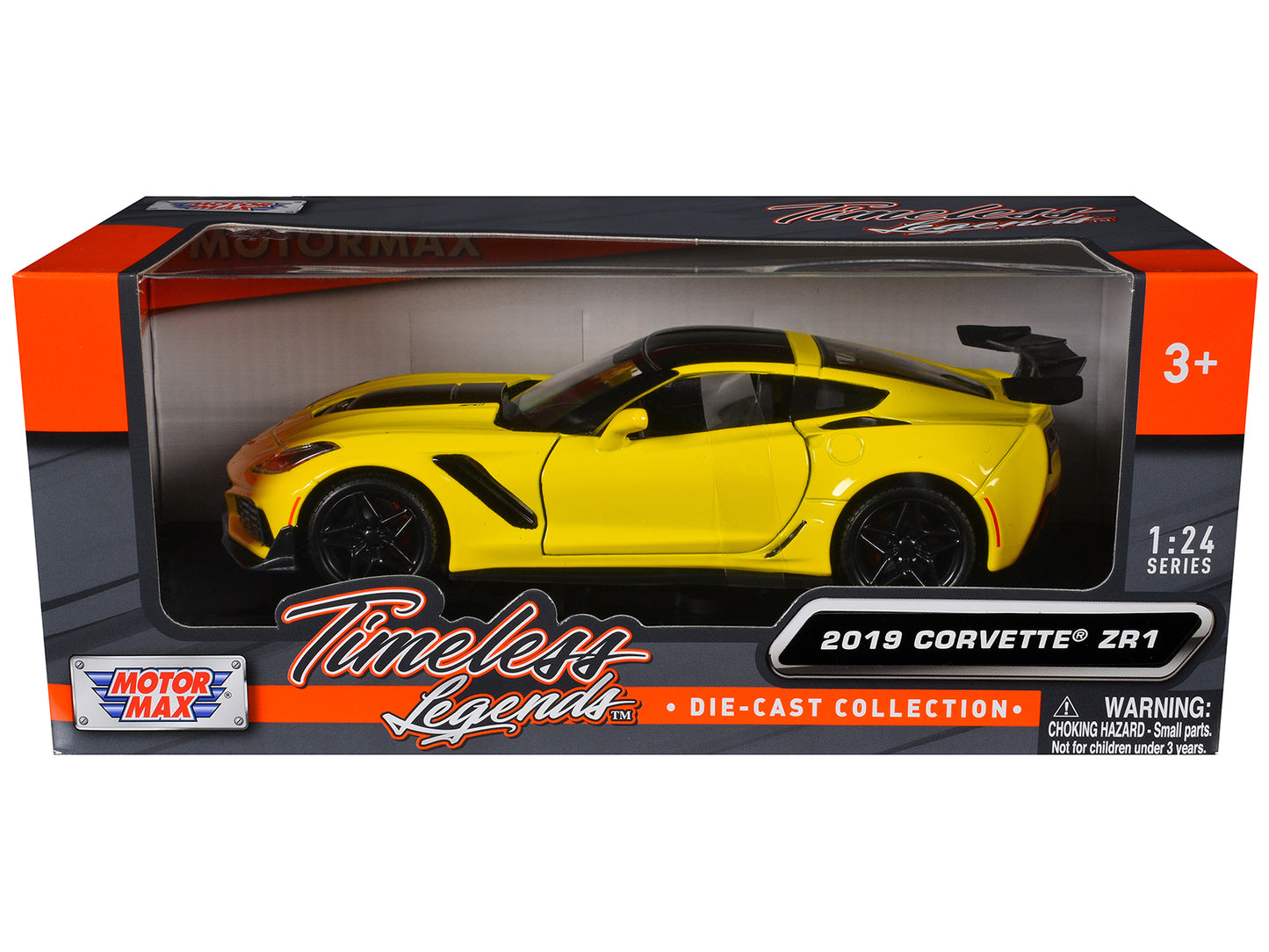 2019 Chevrolet Corvette ZR1 Yellow with Black Accents 1/24 Diecast Model Car by Motormax