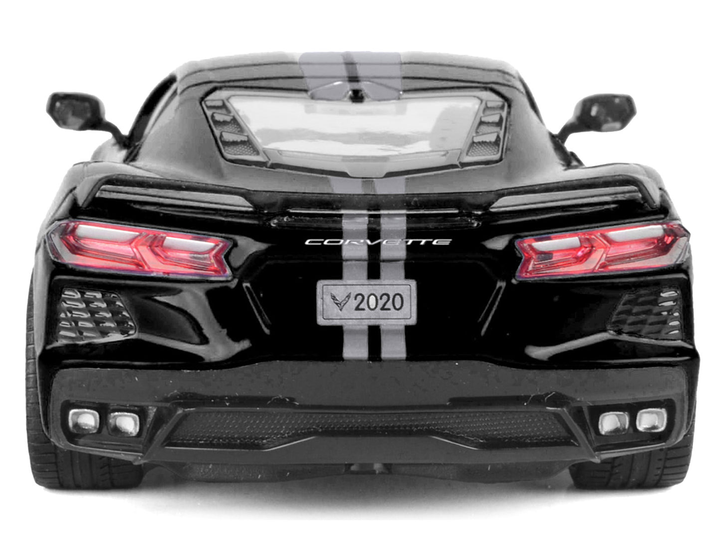 2020 Chevrolet Corvette C8 Stingray Black with Silver Stripes "Timeless Legends" Series 1/24 T&y Diecast Model Car by Motormax