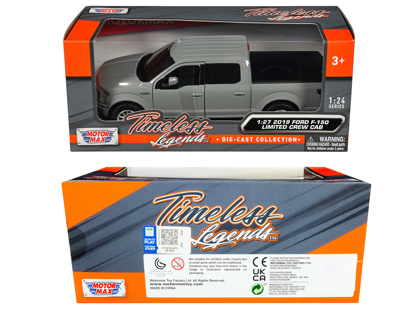 2019 Ford F-150 Limited Crew Cab Pickup Truck Gray "Timeless Legends" Series 1/24-1/27 T&y Diecast Model Car by Motormax