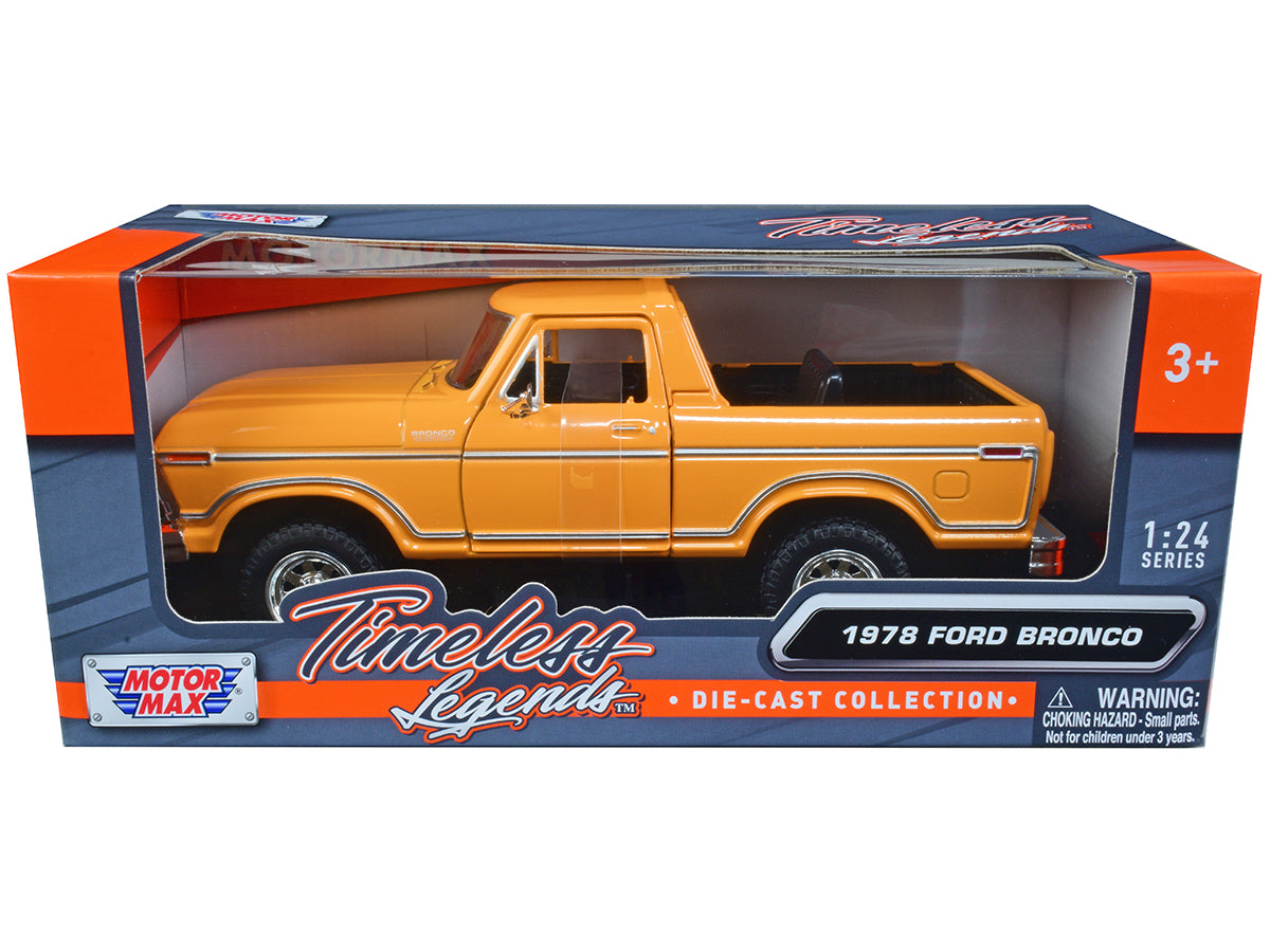 1978 Ford Bronco Custom (Open Top) Yellow with "Timeless Legends" Series 1/24 Diecast Model Car by Motormax <h2>1978 Motormax</h2> <p>High-quality perfect for collectors and enthusiasts. Features deta