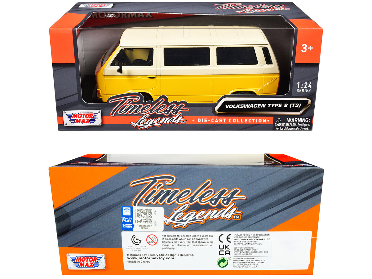 Volkswagen Type 2 (T3) Van Yellow Beige 1/24 Diecast Model - Motormax