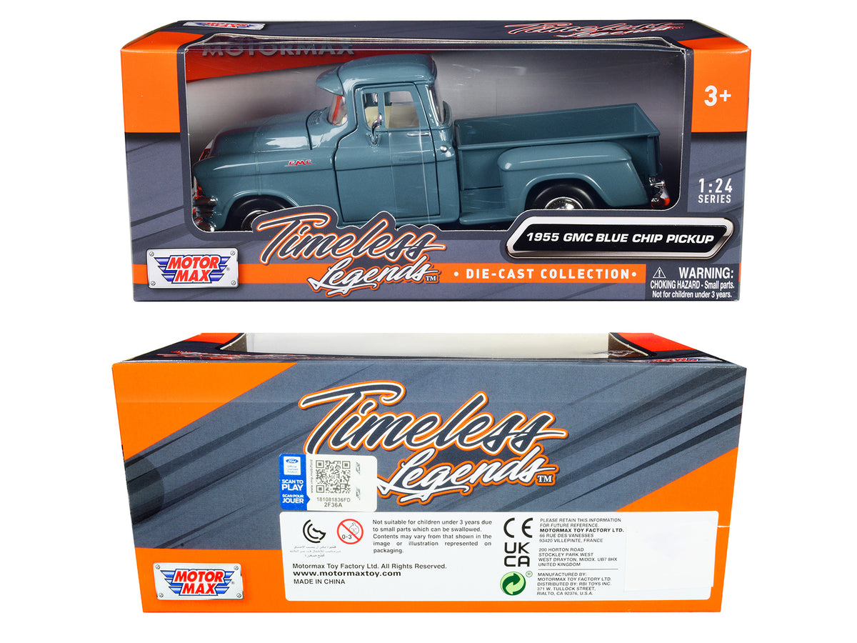 1955 GMC Blue Chip Pickup Truck Light Blue 1/24 Diecast Model - Motormax