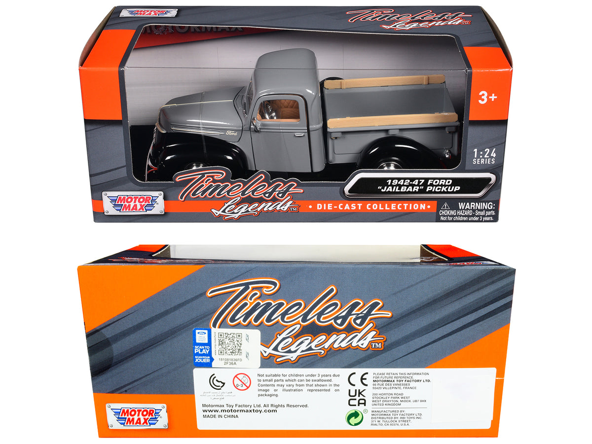 1942-47 Ford Pickup Truck Gray Black 1/24 Diecast Model - Motormax