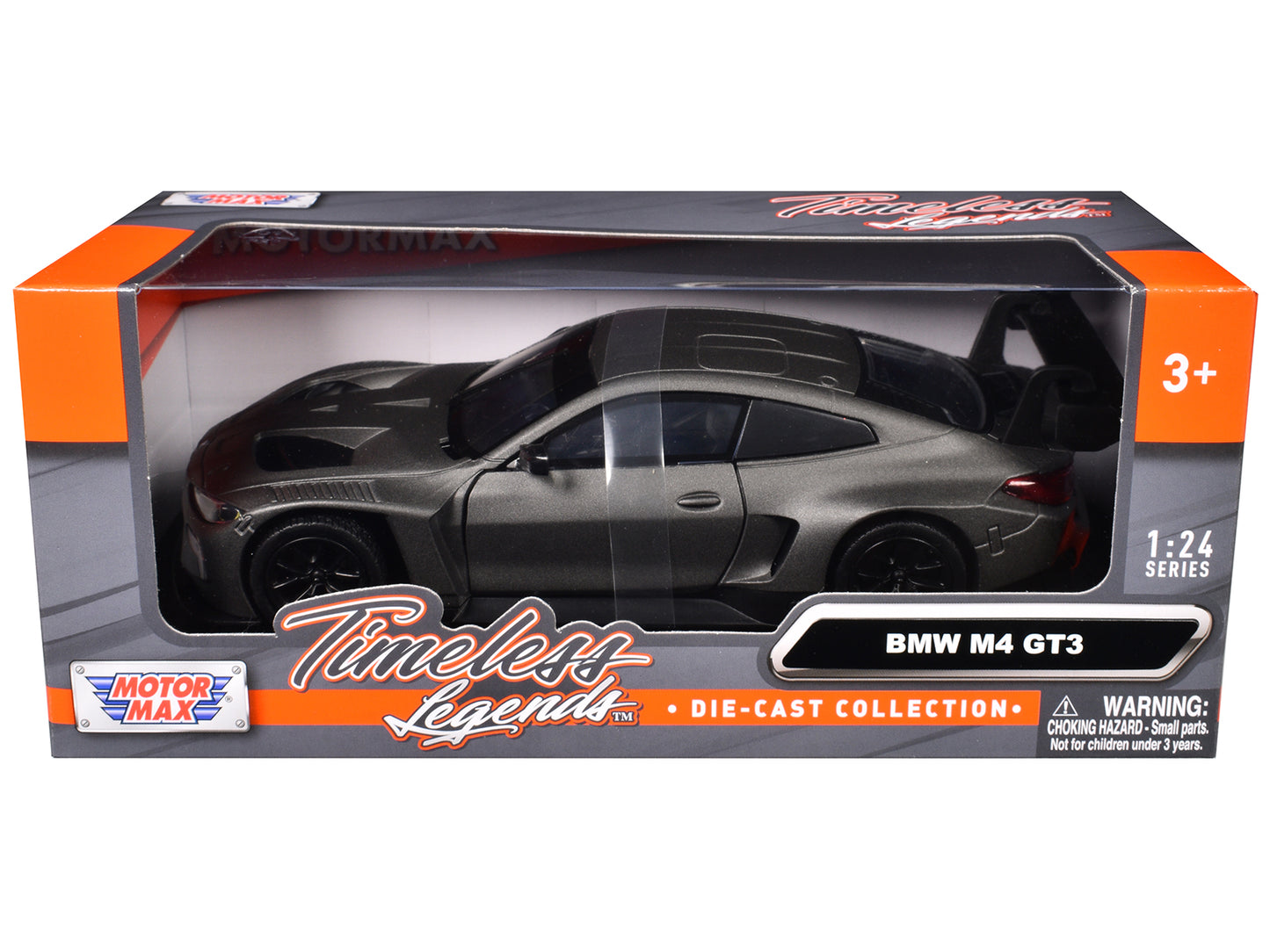 BMW M4 GT3 Matt Black "Timeless Legends" Series 1/24 T&y Diecast Model Car by Motormax