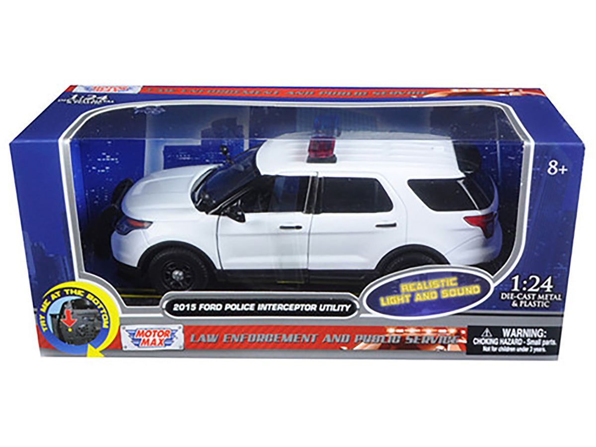 2015 Ford Police Interceptor Utility White 1/24 Diecast Model Car - Motormax