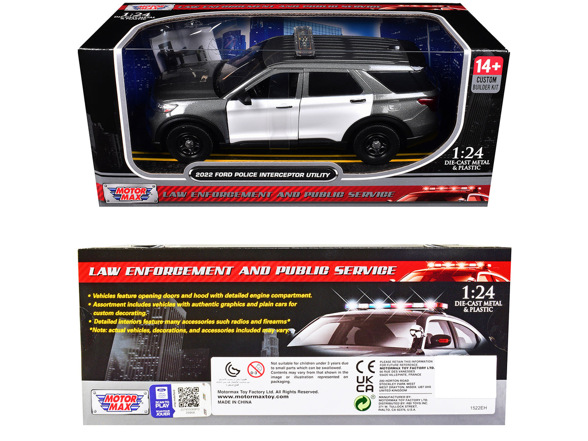 2022 Ford Police Interceptor Utility Gray 1/24 Scale Model Kit - Motormax