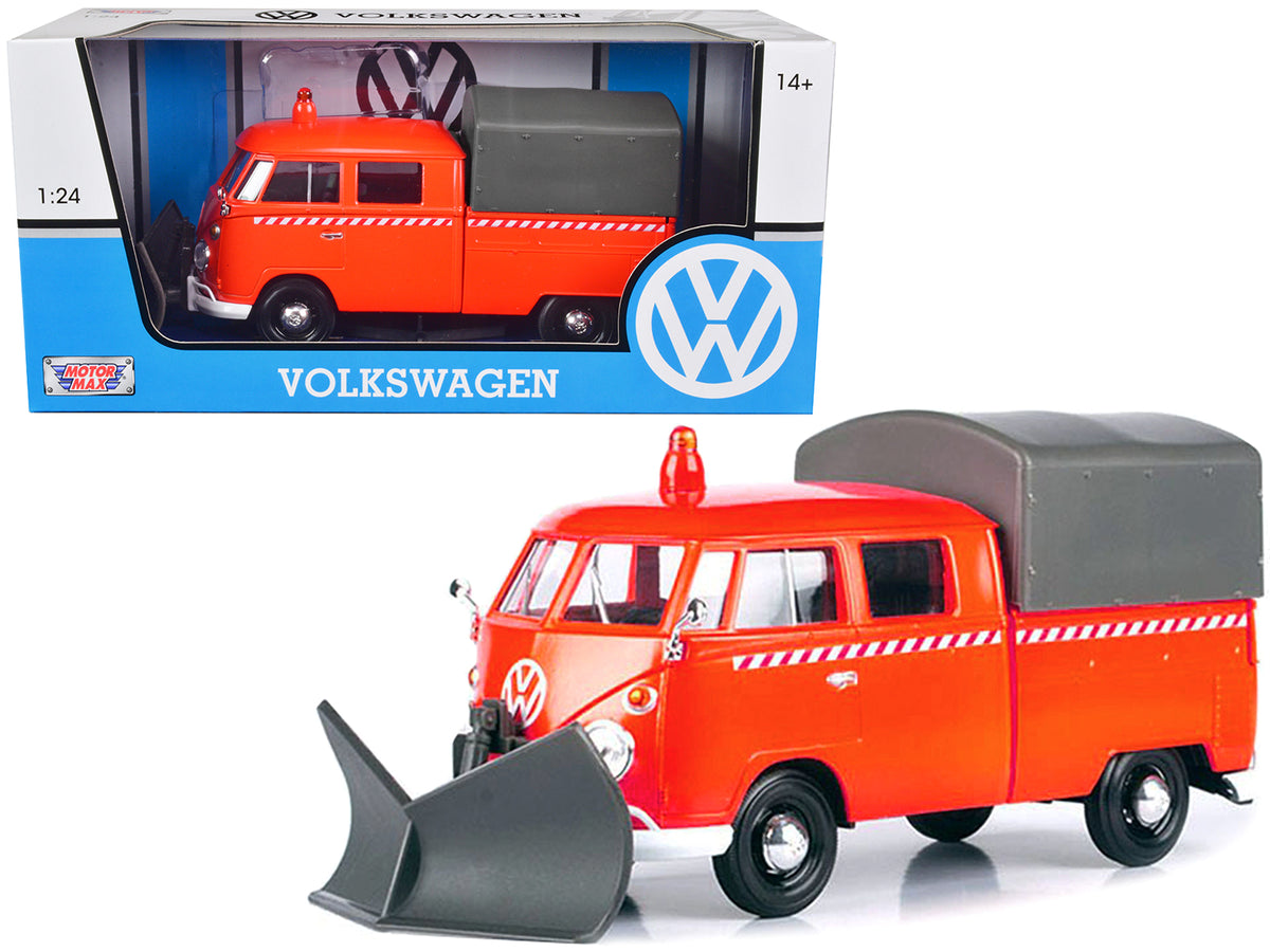 Volkswagen Type 2 (T1) Pickup Truck Orange Snow 1/24 Diecast Model - Motormax