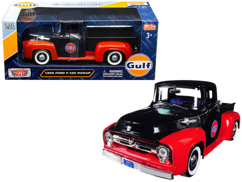 1956 Ford F-100 Pickup Truck "Gulf" Dark Blue and Red 1/24 Diecast Model Car by Motormax <h2>1956 Motormax</h2> <p>High-quality perfect for collectors enthusiasts. Features detailed interior exterior