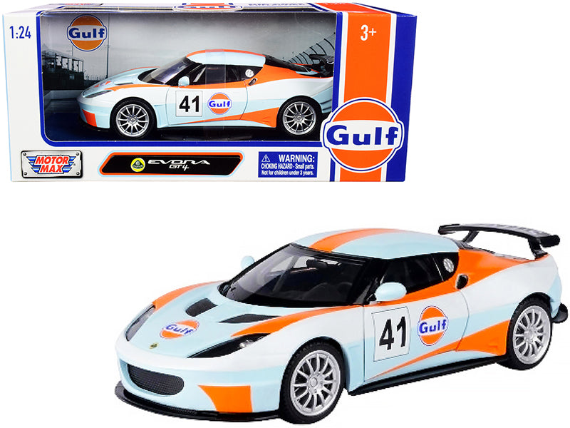 Lotus Evora GT4 #41 Light Blue White Orange 1/24 Diecast Model Car - Motormax