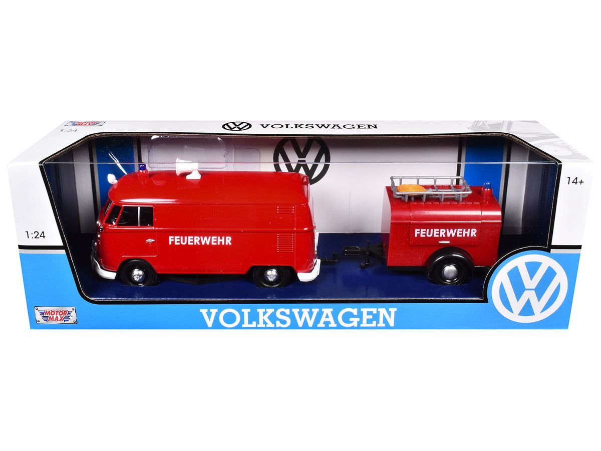Volkswagen Type 2 (T1) Fire Van Fire Fighting Red 1/24 Diecast Model - Motormax