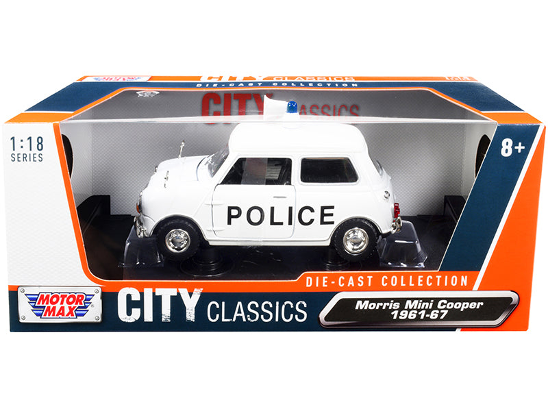 1961-1967 Morris Mini Cooper RHD (Right Hand Drive) "Police" White "City Classics" Series 1/18 Diecast Model Car by Motormax <h2>1961-1967 Motormax</h2> <p>High-quality perfect for collectors and enth
