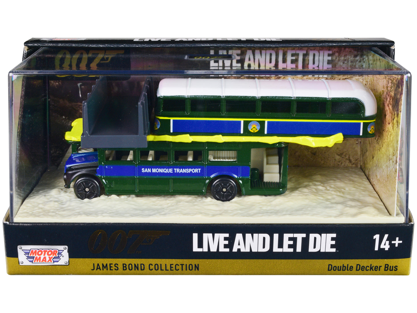 Double Decker Bus "San Monique Transport" "Hitting Bridge Scene" James Bond 007 "Live and Let Die" (1973) Movie with Display "James Collection" Series Diecast Model by Motormax <h2>Double Motormax</h2