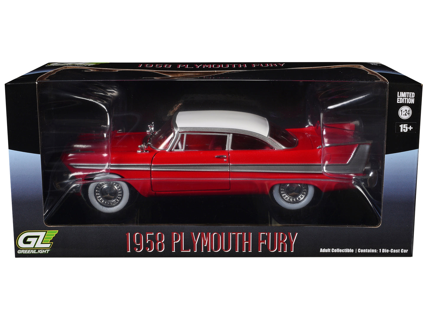 1958 Plymouth Fury Red with White Top and Red Interior "Hollywood Greatest Hits" Series 1/24 Diecast Model Car by Greenlight