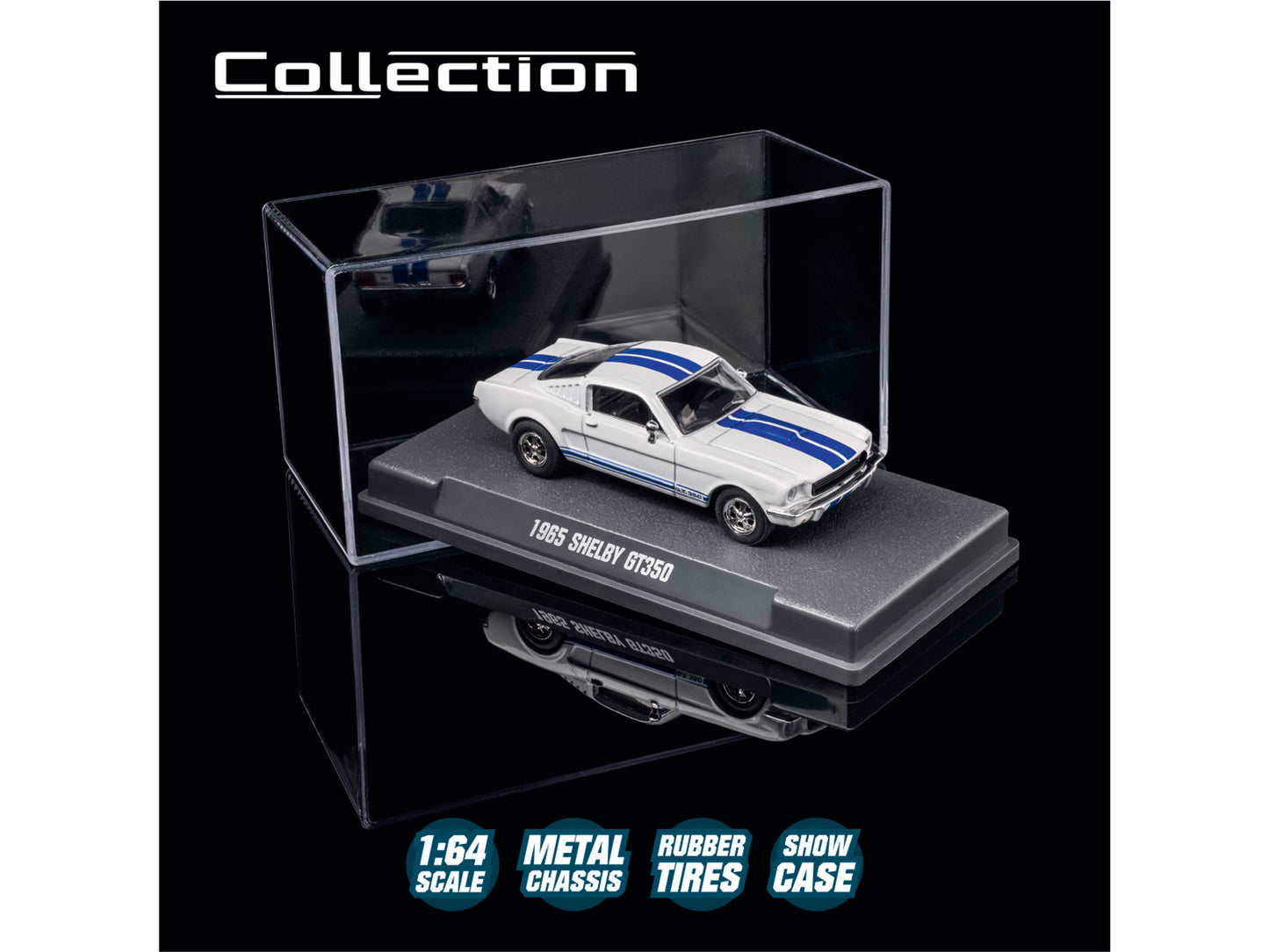 1965 Shelby GT350 White with Blue Stripes "Collection" Series 1/64 Diecast Model Car by Majorette