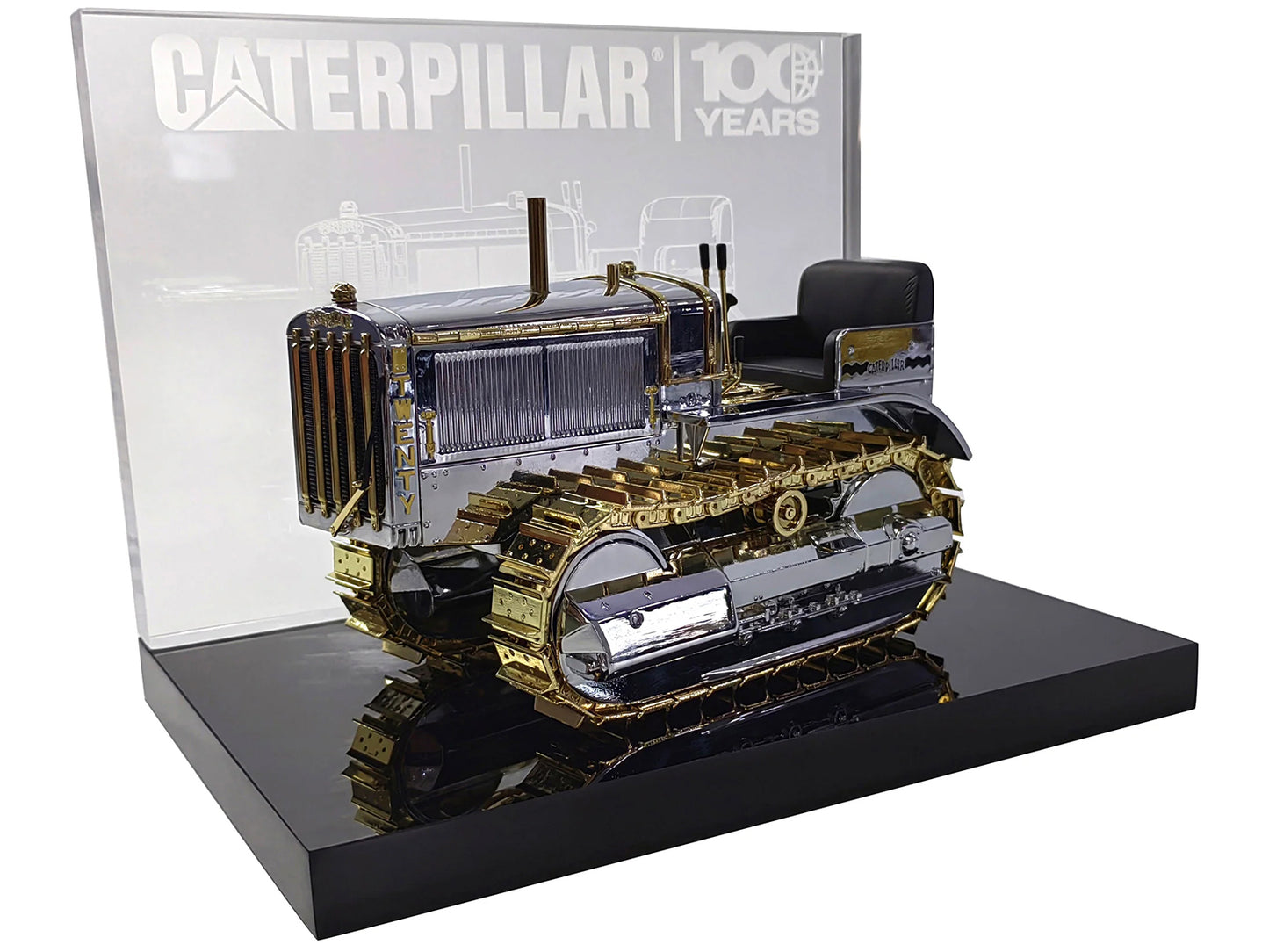 CAT Caterpillar Twenty Tractor "100th Anniversary" Chrome and Gold "Centennial Series" 1/16 Diecast Model by Masters <h2>CAT Masters</h2> <p>High-quality car perfect for collectors enthusiasts. Featur