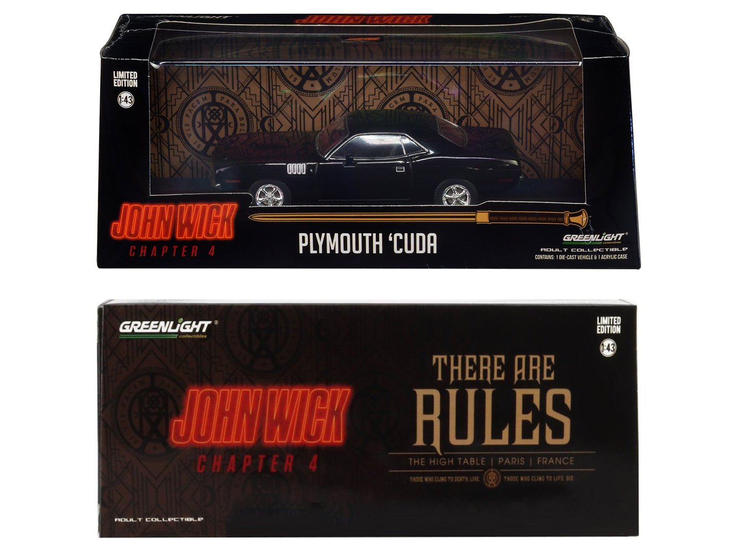 GreenLight 1971 Plymouth Barracuda Black "John Wick: Chapter 4" (2023) Movie "Hollywood" Series 1/43 Diecast Model Car by <h2>1971 Greenlight</h2> <p>High-quality perfect for collectors and enthusiast