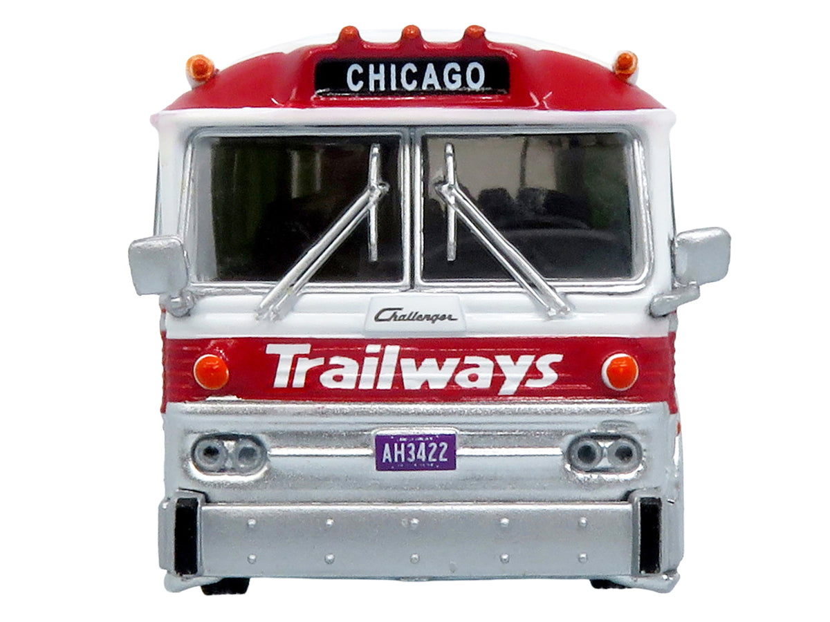1964 MCI MC-5A Coach Bus "Trailways Chicago" White with Red Stripes 1/87 Diecast