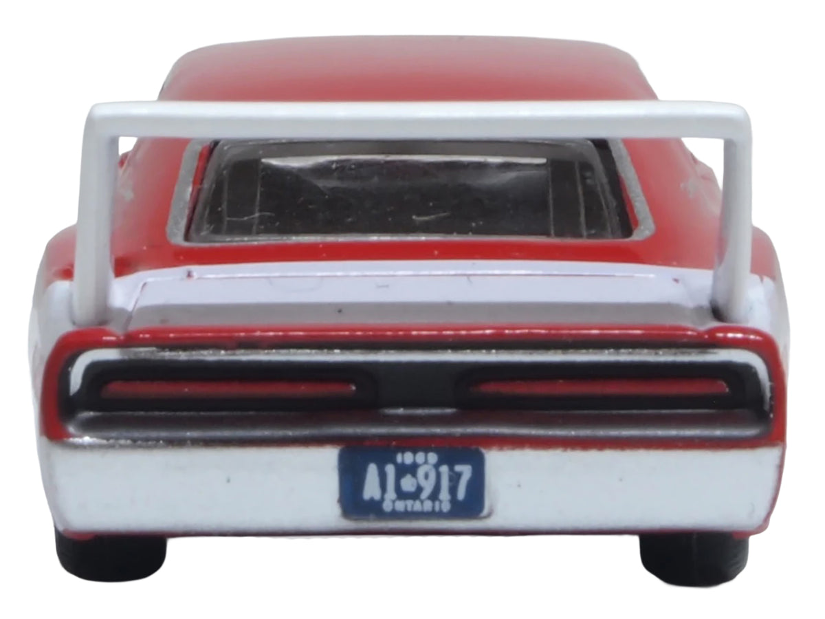 1969 Dodge Charger Daytona Red White 1/87 Diecast Model Car - Oxford Diecast