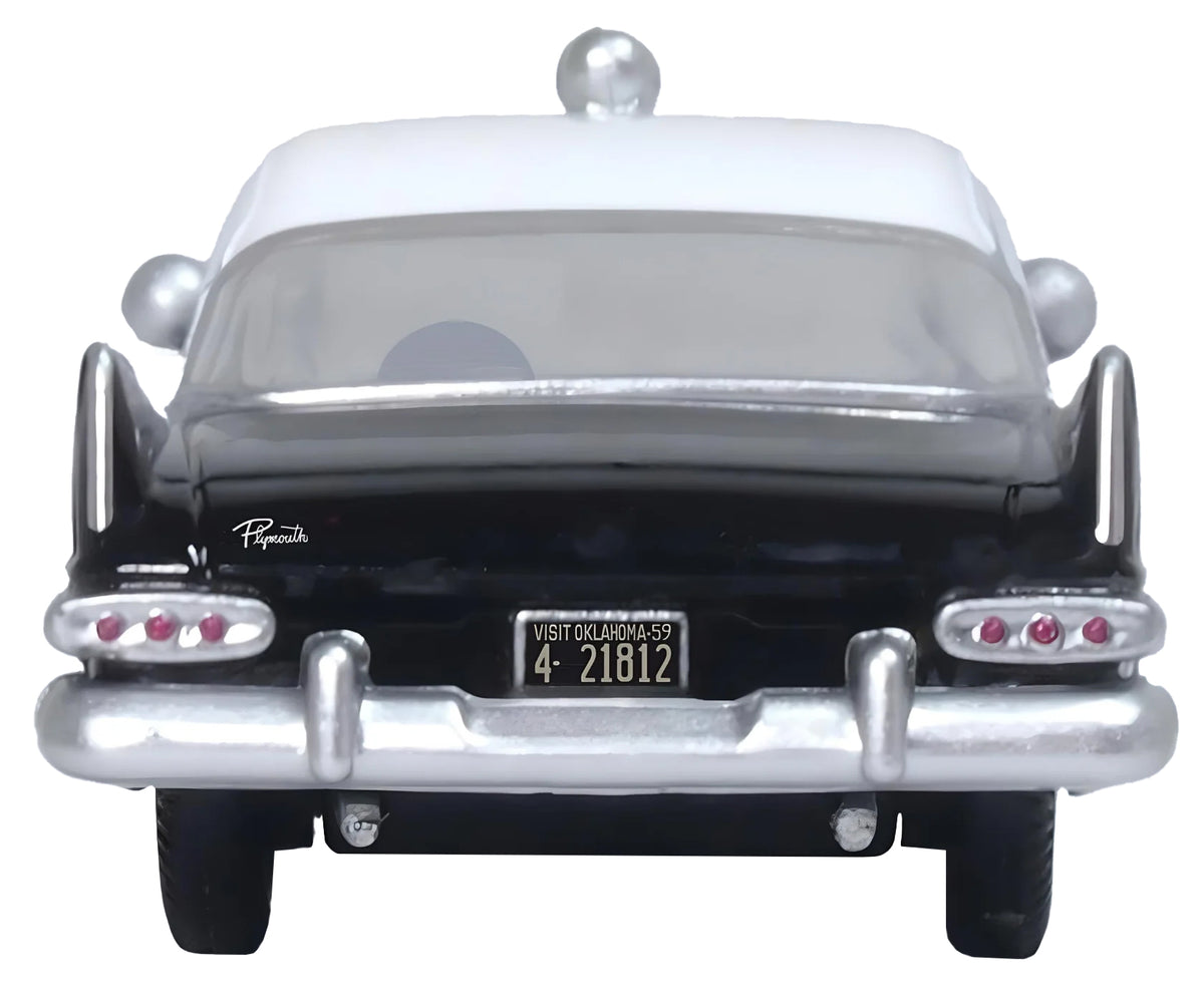 1959 Plymouth Savoy Black White 1/87 Diecast Model Car - Oxford Diecast