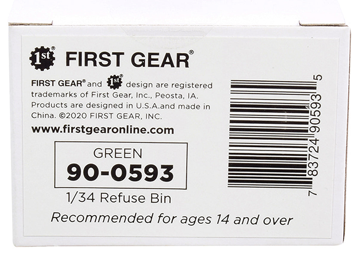 Refuse Trash Bin Green 1/34 Diecast by First Gear