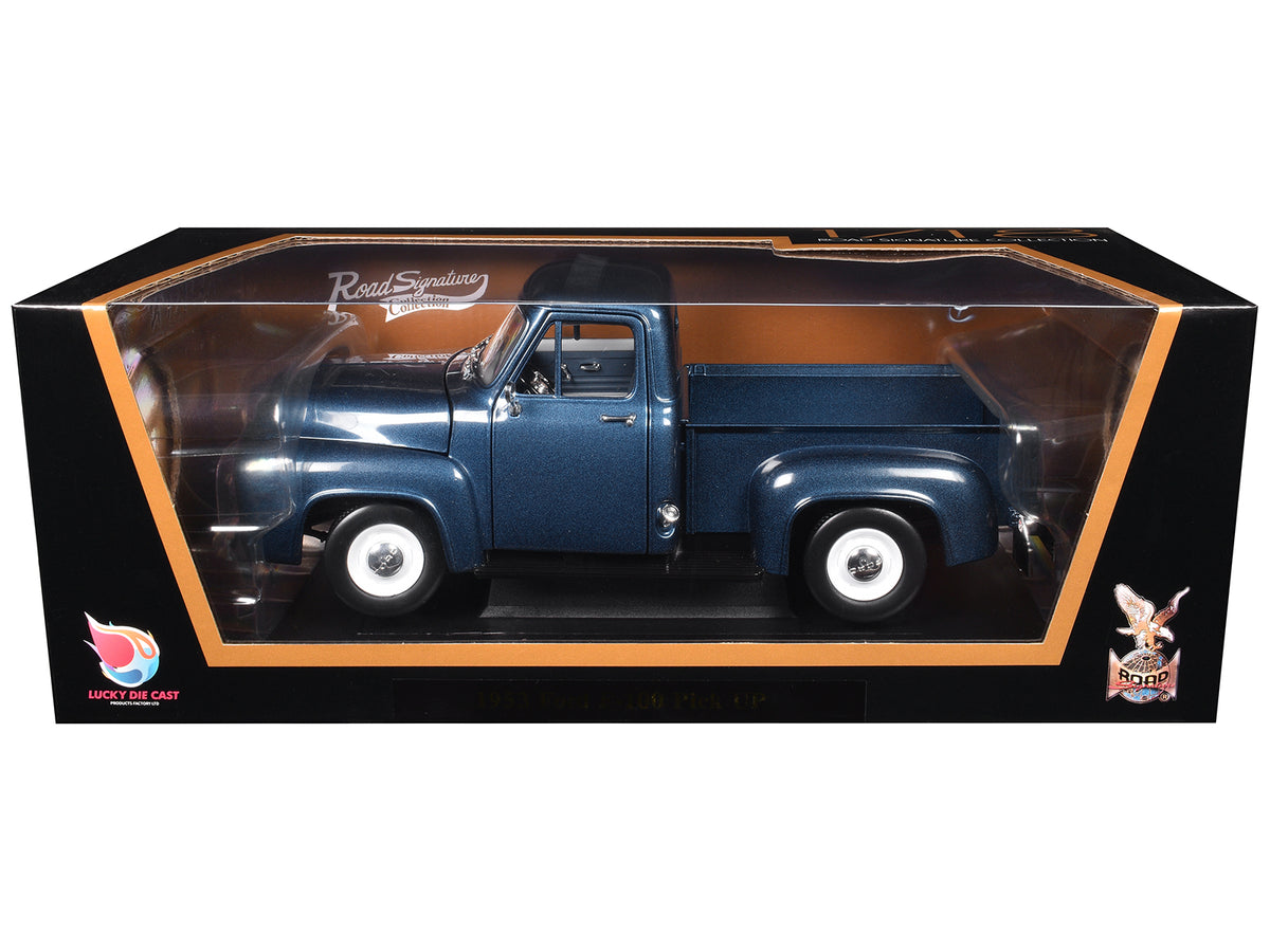 1953 Ford F-100 Pickup Dark Blue 1/18 Diecast by Road Signature