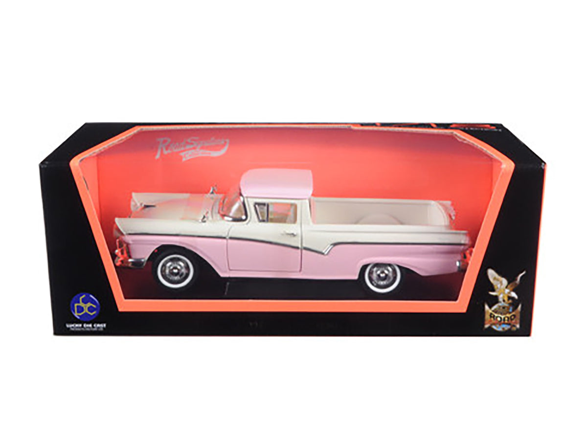 1957 Ford Ranchero Pickup Truck Pink 1/18 Diecast by Road Signature
