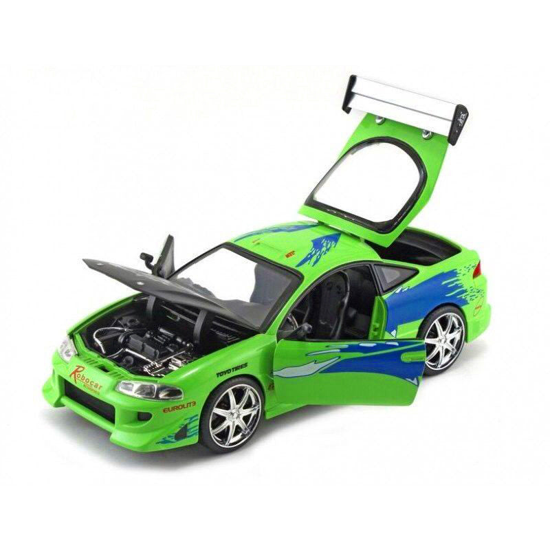 Brian's Mitsubishi Eclipse Green Black Hood 1/24 Diecast Model Car - Jada