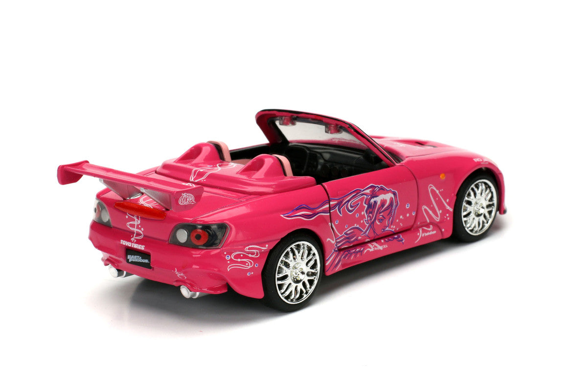 Suki's Honda S2000 Convertible Pink with Graphics "2 Fast 2 Furious" (2003) Movie "Fast & Furious 25th Anniversary" Series 1/32 Diecast Car Model by Jada
