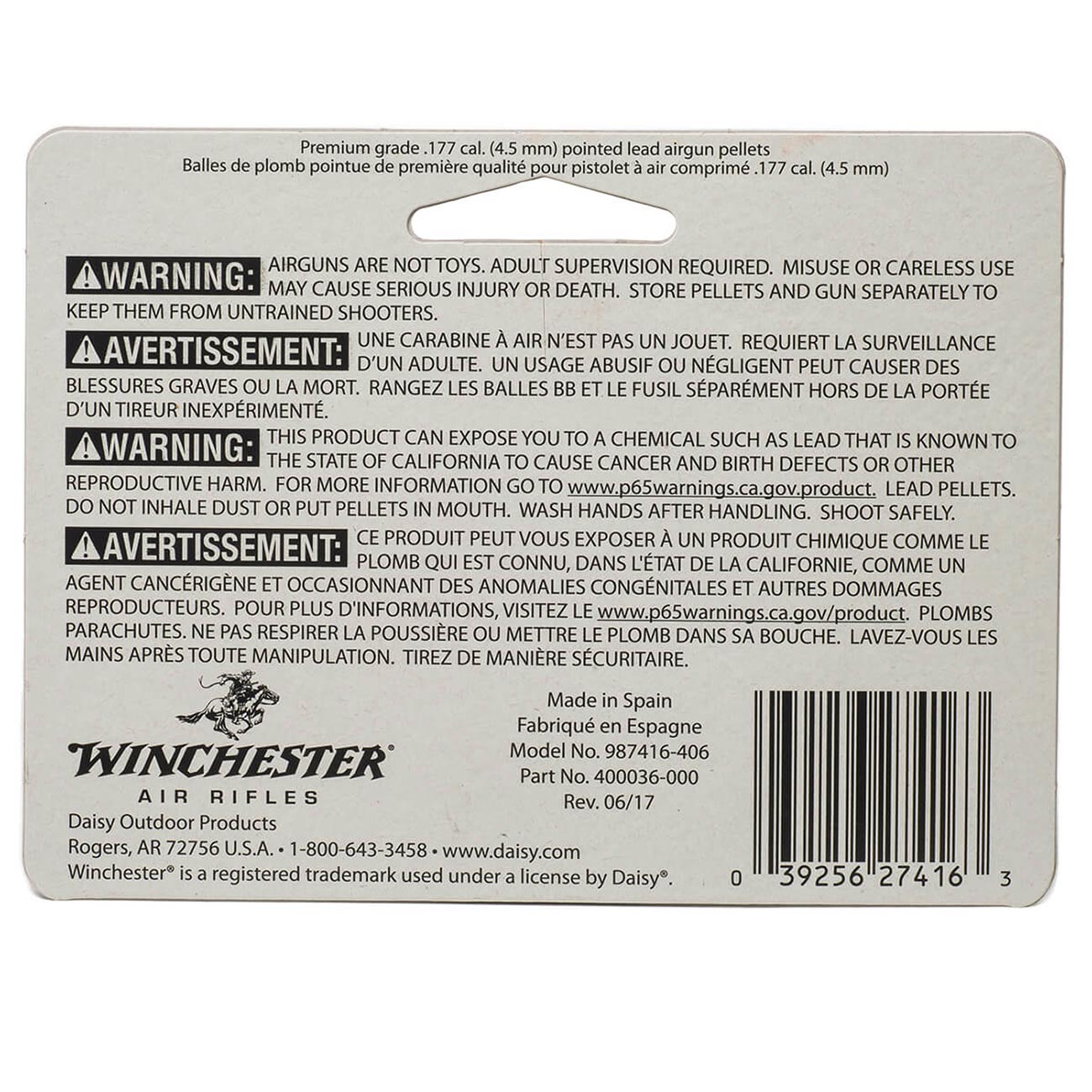 Daisy Winchester .177 Caliber Pointed Pellet (500 per Tin)