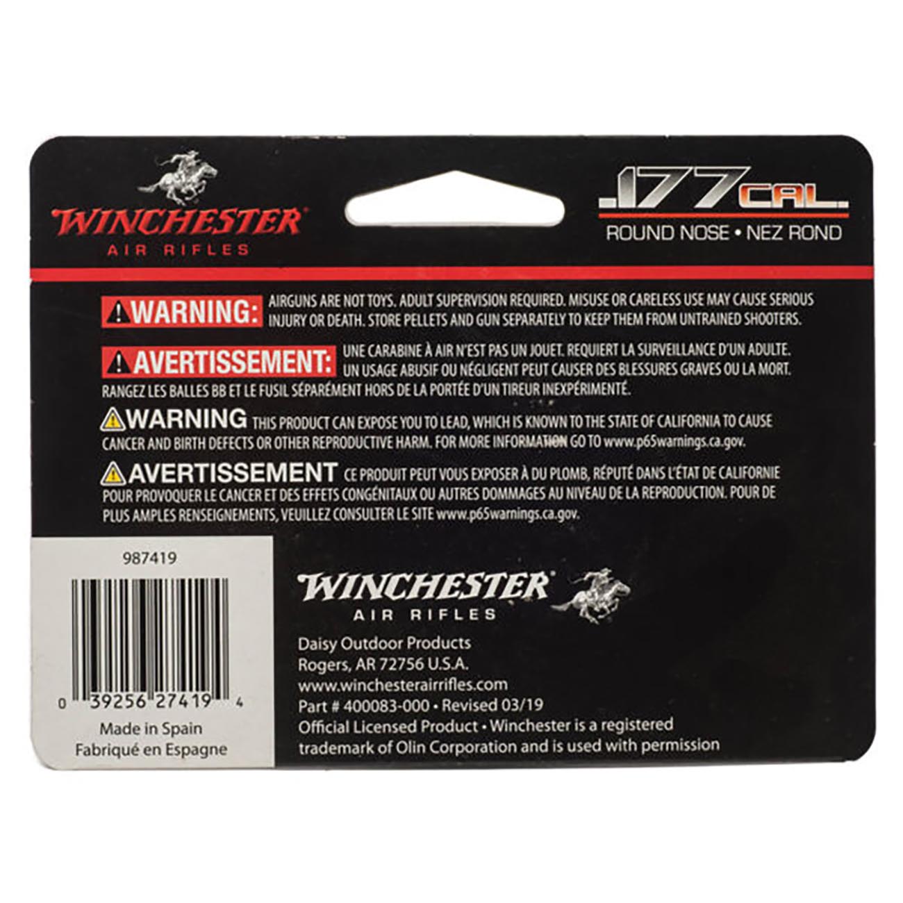 Winchester .177 Cal. Round Nose Lead Pellets (500 Count)