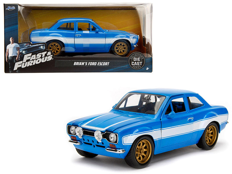 1970 Brian's Ford Escort Blue with White Stripes "Fast & Furious" Movie 1/24 Diecast Model Car by Jada <h2>1970 Jada</h2> <p>High-quality perfect for collectors and enthusiasts. Features detailed inte