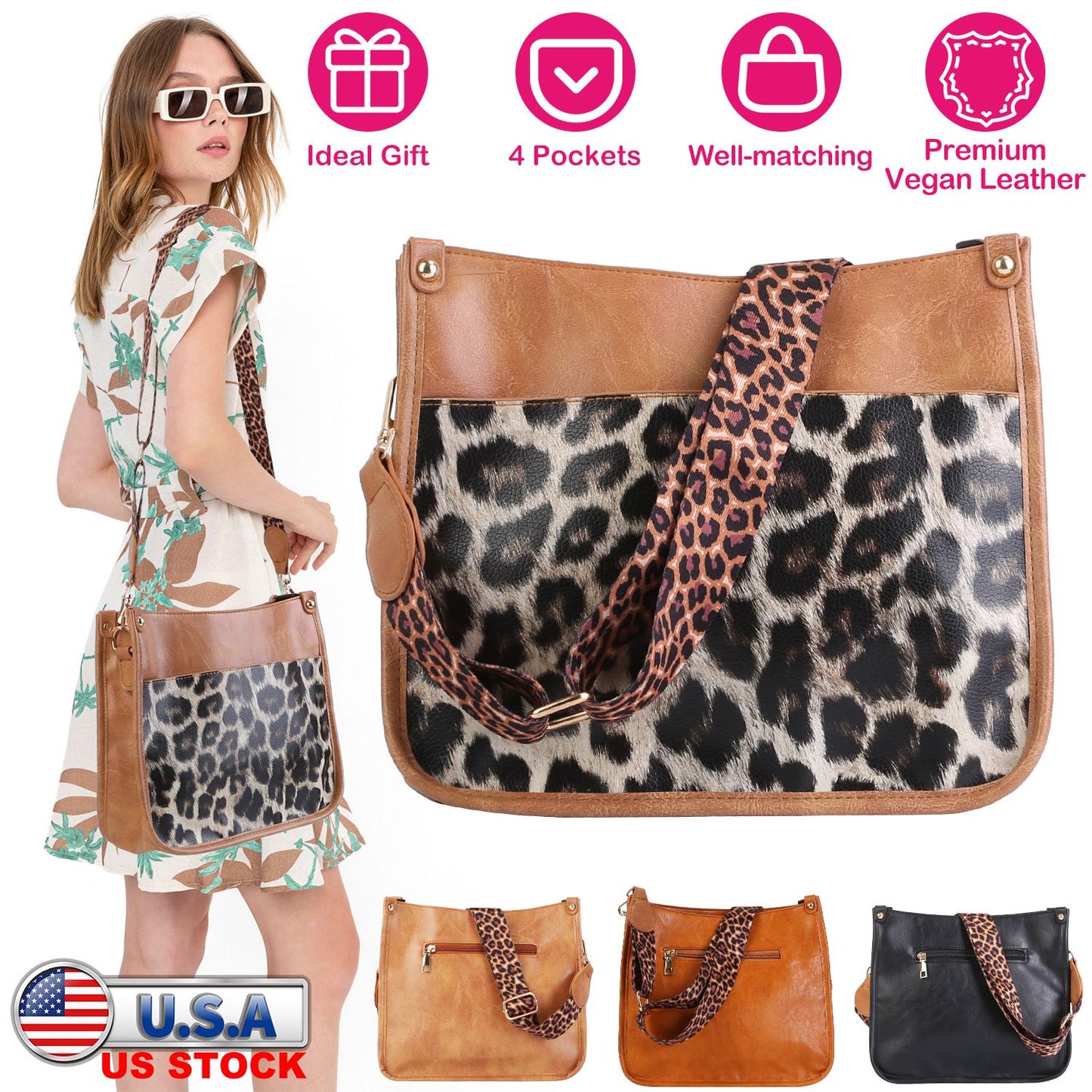 Women Fashion Leather Crossbody Bag Shoulder Casual Handbag With Flexible Weari