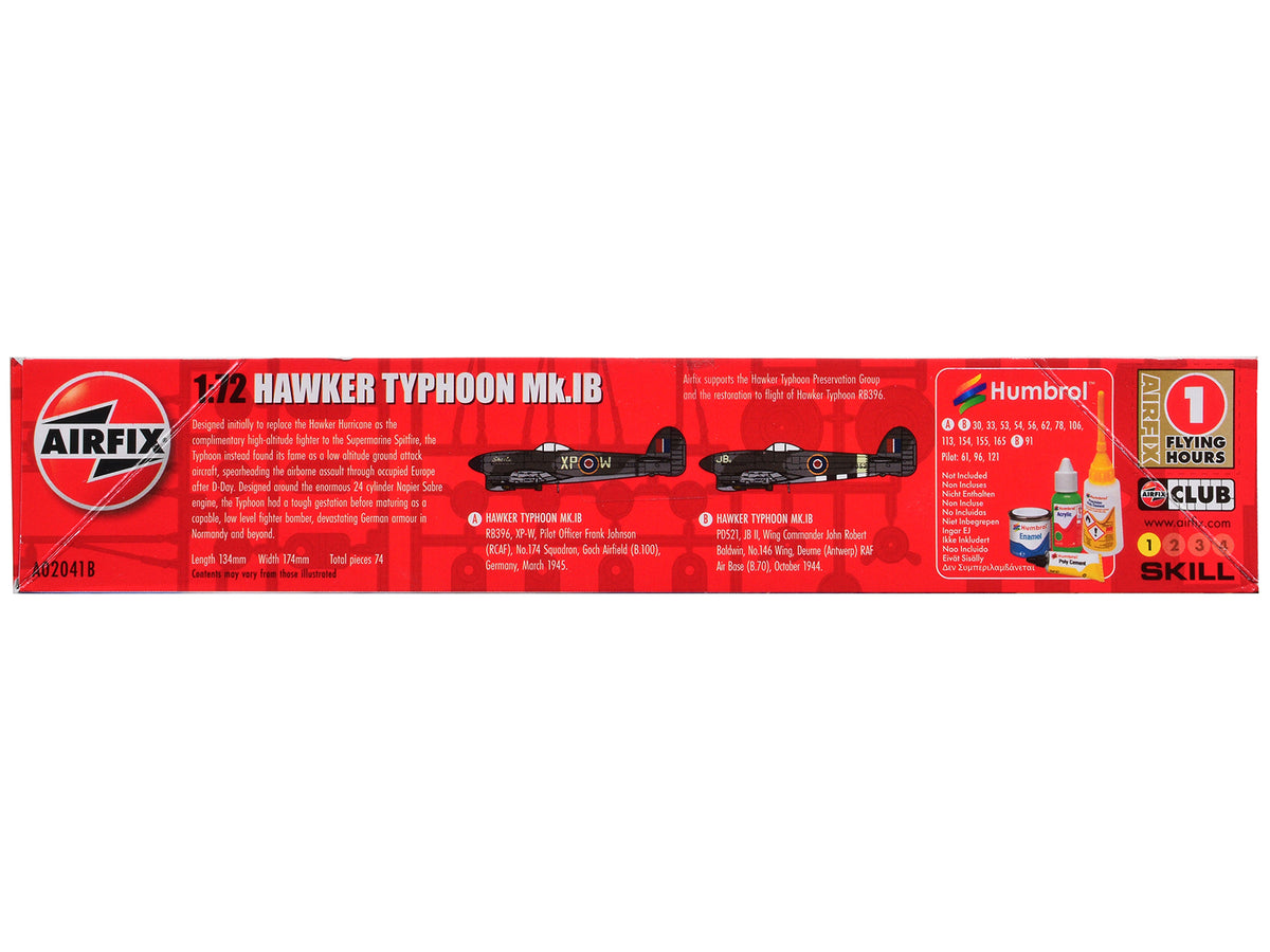 Level 1 Model Kit Hawker Typhoon Mk.IB Aircraft 2 Scheme Options 1/72 Plastic