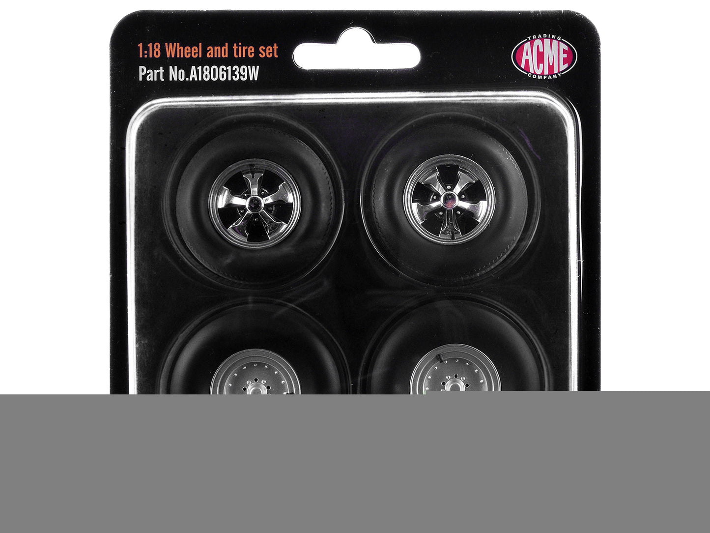 "Centerline/Keystone" Wheel and Tire Set of 4 pieces from 1970 Plymouth HEMI Cuda for 1/18 Scale Models by ACME