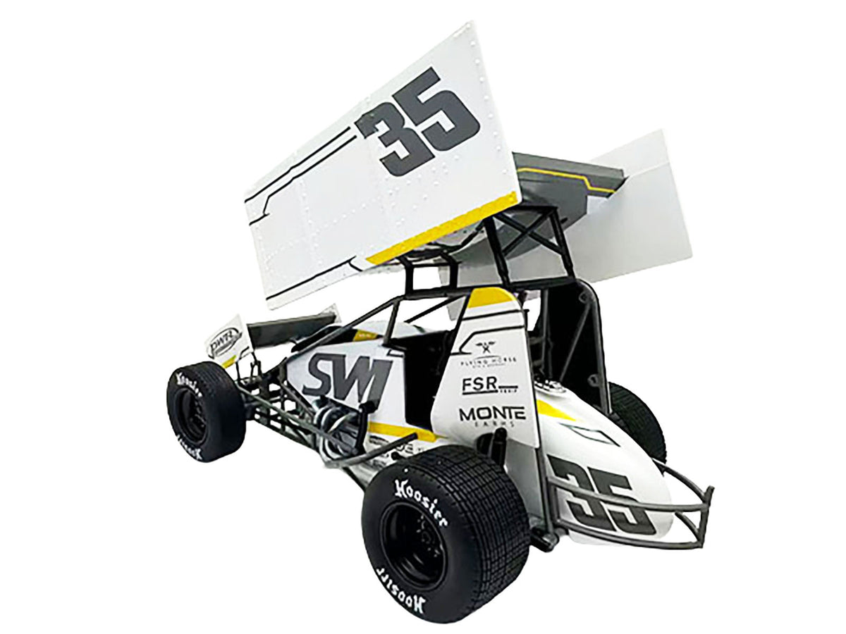 Winged Sprint Car #35 Jamie Veal "SWI Earthworks" White (2025) 1/18 Diecast