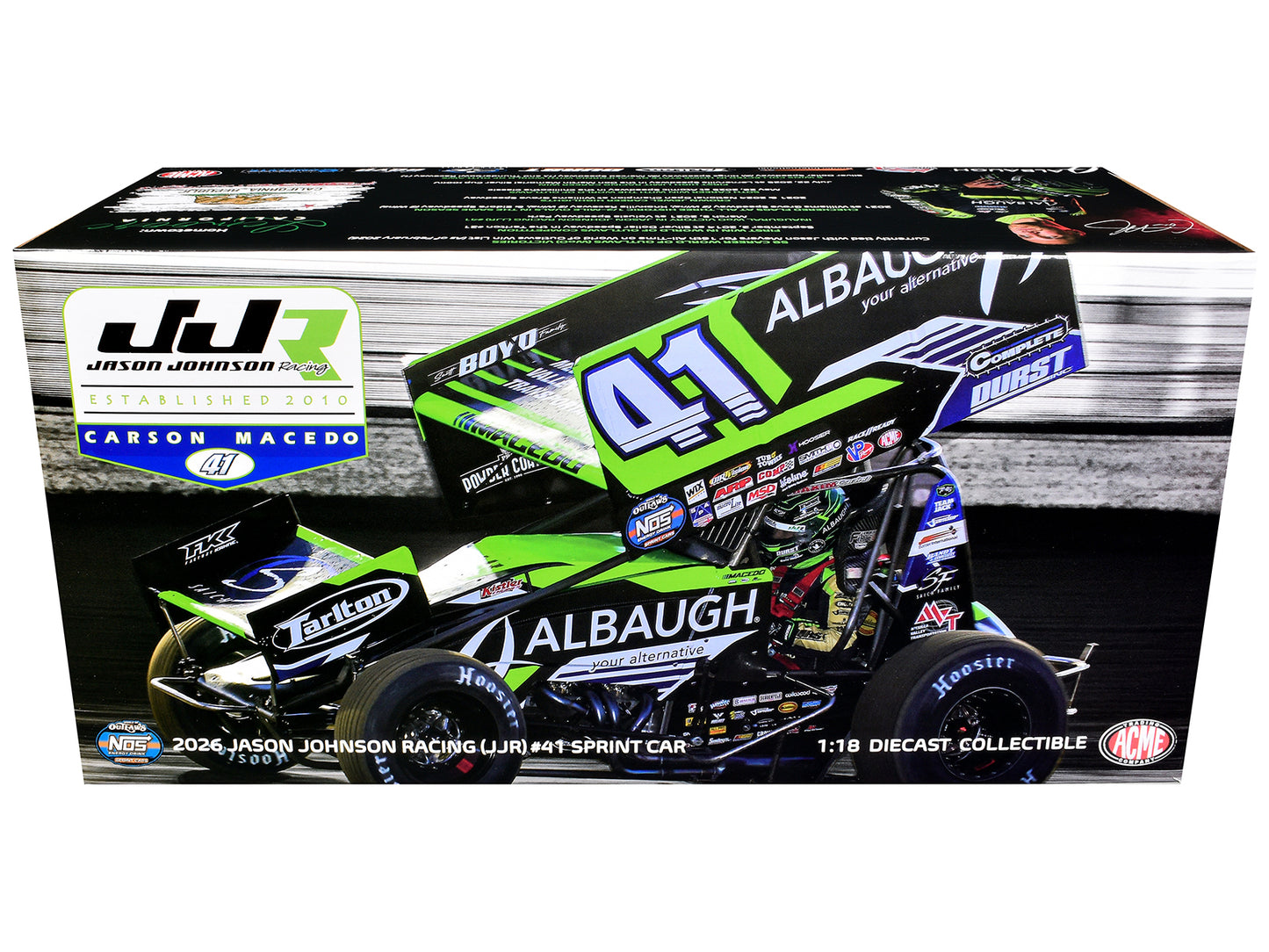 Winged Sprint Car #41 Carson Macedo "Albaugh" Jason Johnson Racing (2026) 1/18 T&y Diecast Model Car by ACME